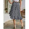 imageVerdusa Womens Ruffle Trim High Split Printed SkirtBlack Floral
