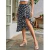 imageVerdusa Womens Ruffle Trim High Split Printed SkirtBlack Floral