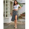 imageVerdusa Womens Ruffle Trim High Split Printed SkirtBlack Floral