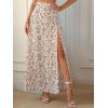 imageVerdusa Womens Sexy Boho Floral Split Thigh High Waist Swing Midi SkirtApricot