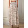 imageVerdusa Womens Sexy Boho Floral Split Thigh High Waist Swing Midi SkirtApricot
