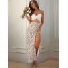 imageVerdusa Womens Sexy Boho Floral Split Thigh High Waist Swing Midi SkirtApricot