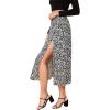 imageVerdusa Womens Sexy Boho Floral Split Thigh High Waist Swing Midi SkirtBlack