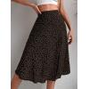 imageVerdusa Womens Sexy Boho Floral Split Thigh High Waist Swing Midi SkirtDitsy Black