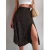 imageVerdusa Womens Sexy Boho Floral Split Thigh High Waist Swing Midi SkirtDitsy Black