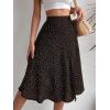 imageVerdusa Womens Sexy Boho Floral Split Thigh High Waist Swing Midi SkirtDitsy Black