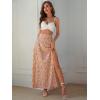 imageVerdusa Womens Sexy Boho Floral Split Thigh High Waist Swing Midi SkirtLight Pink