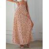 imageVerdusa Womens Sexy Boho Floral Split Thigh High Waist Swing Midi SkirtLight Pink