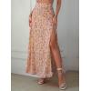 imageVerdusa Womens Sexy Boho Floral Split Thigh High Waist Swing Midi SkirtLight Pink