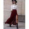 imageVerdusa Womens Sexy Boho Floral Split Thigh High Waist Swing Midi SkirtRed Multi