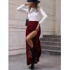 imageVerdusa Womens Sexy Boho Floral Split Thigh High Waist Swing Midi SkirtRed Multi