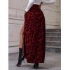 imageVerdusa Womens Sexy Boho Floral Split Thigh High Waist Swing Midi SkirtRed Multi
