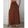 imageVerdusa Womens Sexy Boho Floral Split Thigh High Waist Swing Midi SkirtRust Brown