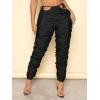 imageVerdusa Womens Tie Side High Waist Cargo Pants Cropped Sweatpants Jogger with PocketRuched Black