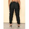 imageVerdusa Womens Tie Side High Waist Cargo Pants Cropped Sweatpants Jogger with PocketRuched Black
