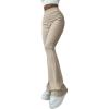 imageVerdusa Womens High Waist Ribbed Wide Leg Pant Bell Bottom Flare PantsApricot