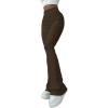imageVerdusa Womens High Waist Ribbed Wide Leg Pant Bell Bottom Flare PantsCoffee Brown