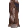 imageVerdusa Womens Midi Skirt Mesh Tie Dye High Waisted Bodycon Fishtail SkirtBrown