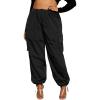 imageVerdusa Womens Plus Size Drawstring Elastic Waist Loose Cargo Pant Long TrousersBlack