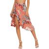 imageVerdusa Womens Ruffle Trim High Split Printed Skirt1 Orange