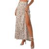 imageVerdusa Womens Sexy Boho Floral Split Thigh High Waist Swing Midi SkirtApricot