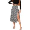 imageVerdusa Womens Sexy Boho Floral Split Thigh High Waist Swing Midi SkirtBlack