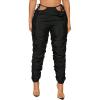 imageVerdusa Womens Tie Side High Waist Cargo Pants Cropped Sweatpants Jogger with PocketRuched Black