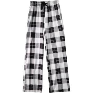 imageVerdusa Womens Plaid Print Drawstring Waist Pajama Pants Sleepwear Lounge BottomBlack and White