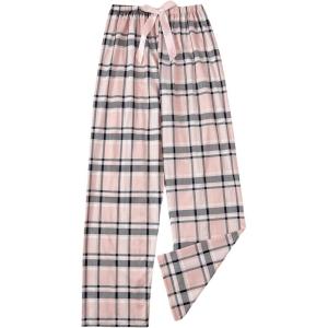 imageVerdusa Womens Plaid Print Drawstring Waist Pajama Pants Sleepwear Lounge BottomPink Black