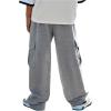 imageVerdusa Boys Loose Cargo Pants Elastic Waist Baggy Joggers with PocketsGrey