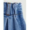 imageVerdusa Girls Pleated Denim Skirt Elastic Waist A Line Flared Mini SkirtDark Wash