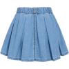 imageVerdusa Girls Pleated Denim Skirt Elastic Waist A Line Flared Mini SkirtLight Wash