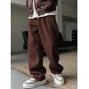imageVerdusa Mens Casual Drawstring Elastic Waist Wide Leg Pants Long Trousers with PocketsBrown