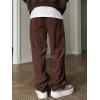 imageVerdusa Mens Casual Drawstring Elastic Waist Wide Leg Pants Long Trousers with PocketsBrown