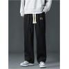 imageVerdusa Mens Casual Straight Leg Pants Drawstring Waist Loose Trousers with PocketsBlack