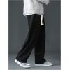 imageVerdusa Mens Casual Straight Leg Pants Drawstring Waist Loose Trousers with PocketsBlack