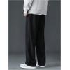 imageVerdusa Mens Casual Straight Leg Pants Drawstring Waist Loose Trousers with PocketsBlack