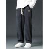 imageVerdusa Mens Casual Straight Leg Pants Drawstring Waist Loose Trousers with PocketsDark Grey