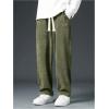 imageVerdusa Mens Casual Straight Leg Pants Drawstring Waist Loose Trousers with PocketsGreen