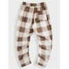imageVerdusa Mens Flannel Buffalo Plaid Pajama Pants Fuzzy Pj Pants with PocketsBrown