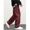 imageVerdusa Mens Track Pants Straight Leg Acitve Streetwear Elastic Waist Parachute Pants with PocketsBurgundy