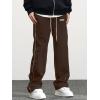imageVerdusa Mens Track Pants Straight Leg Acitve Streetwear Elastic Waist Parachute Pants with PocketsDark Brown