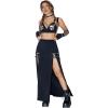 imageVerdusa Womens Buckle Split Thigh High Waist Clubwear Punk Loose Maxi SkirtBlack