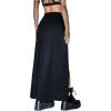 imageVerdusa Womens Buckle Split Thigh High Waist Clubwear Punk Loose Maxi SkirtBlack
