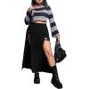 imageVerdusa Womens Buckle Split Thigh High Waist Clubwear Punk Loose Maxi SkirtBlack