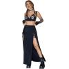 imageVerdusa Womens Buckle Split Thigh High Waist Clubwear Punk Loose Maxi SkirtBlack Tie