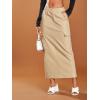 imageVerdusa Womens Casual Elastic Waist Pocket Side Long Cargo Skirt