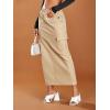 imageVerdusa Womens Casual Elastic Waist Pocket Side Long Cargo Skirt
