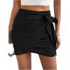 imageVerdusa Womens Casual Knot Side Split Wrap High Waist Bodycon Mini SkirtBlack