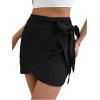 imageVerdusa Womens Casual Knot Side Split Wrap High Waist Bodycon Mini SkirtBlack